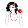 Devil Girl Holding Apple Sticker