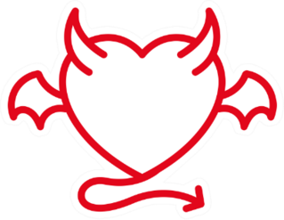 Devil Love With Demon Wing, Horn And Tail Sticker