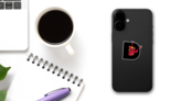Devil On Letter D Sticker on a Phone (New) example