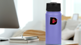 Devil On Letter D Sticker on a Water Bottle (New) example