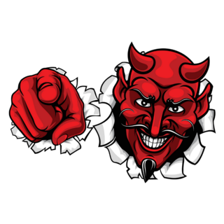 Devil Pointing Through Wall Sticker