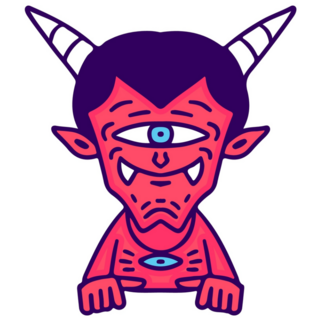 Devil With One Eye Character Sticker