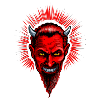 Devils Face Hand Drawn Sticker