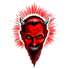 Devils Face Hand Drawn Sticker