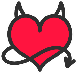 Devils Heart With Horns And A Tail Sticker