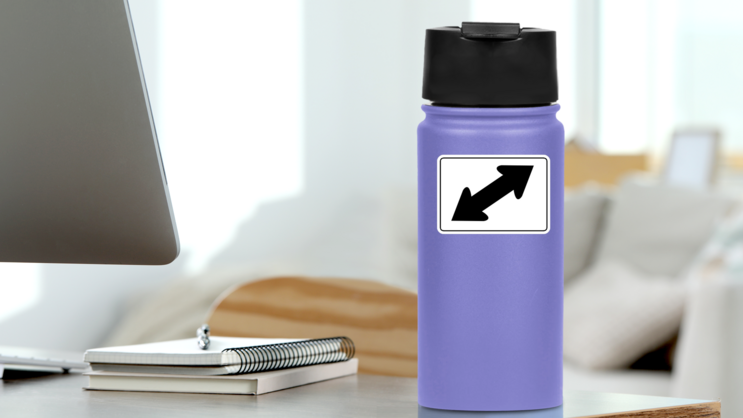 Diagonal Arrow Sticker on a Water Bottle (New) example