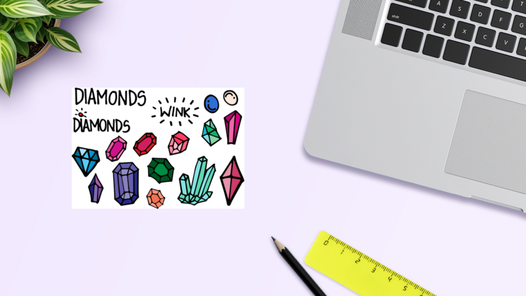 Diamond Doodle Sticker Sheet on a Desk (New) example