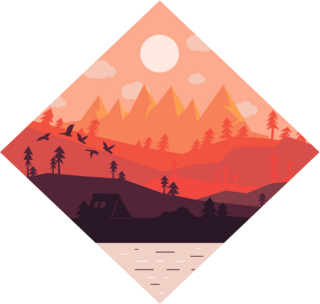 Diamond Forest Lake Camping Sunset Sticker