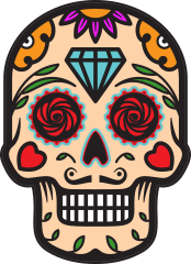Diamond Head Day of the Dead Skull Sticker