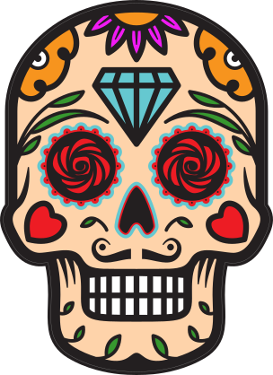 Diamond Head Day of the Dead Skull Sticker