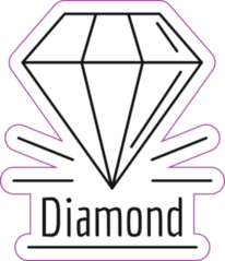 Diamond Stone Logo, Outline Illustration Of Diamond Sticker
