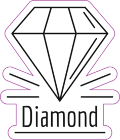 Diamond Stone Logo, Outline Illustration Of Diamond Sticker