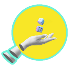 Dice On Hand Collage Pop Art Sticker