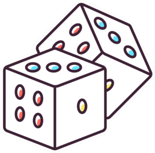 Dice With Colorful Dots Illustration Sticker