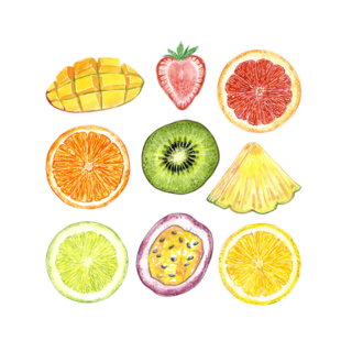 Different Fruit Slices Clipart Set