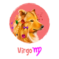 Digital Art Dog Astrological Sign Virgo Sticker