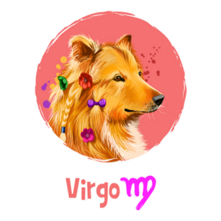 Digital Art Dog Astrological Sign Virgo Sticker