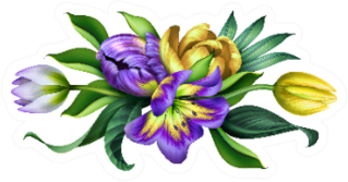 Digital Illustration Botanical Arrangement Tulip Sticker