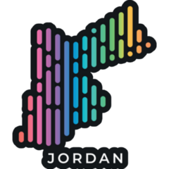 Digital Modern Colorful Rounded Lines Jordan Map Sticker