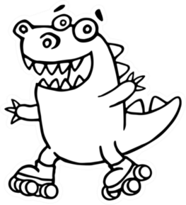 Dino Racing On Rollerblades Sticker