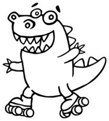 Dino Racing On Rollerblades Sticker