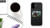 Dinosaur Growling with Open Mouth Sticker on a Phone (New) example