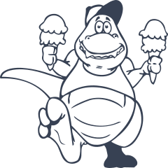 Dinosaur Holding Ice Cream Cones Sticker