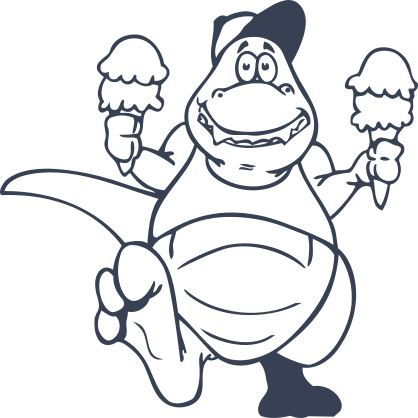 Dinosaur Holding Ice Cream Cones Sticker