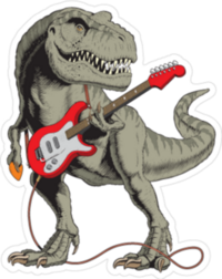 Dinosaur Playing Electric Guitar Sticker