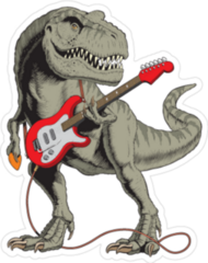 Dinosaur Playing Electric Guitar Sticker