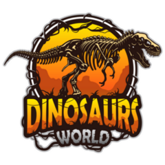 Dinosaurs World Emblem With Tyrannosaur Skeleton