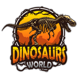 Dinosaurs World Emblem With Tyrannosaur Skeleton