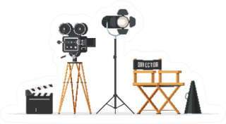 Director Chair, Movie Camera With Film Reels Professional Sticker