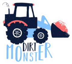 Dirt Monster Cute Tractor Illustration Sticker