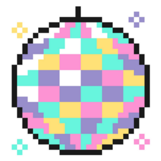 Disco Ball Icon In Pixel Art 70s Sticker
