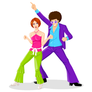 Disco Couple Dancing 70s Sticker