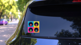 Disco Dance Poster 70s Bright Colors Sticker on a Rear Car Window (New) example