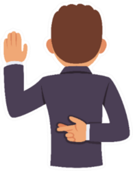 Dishonest Politician Or Legal Man Raising Hand In Legal Oath Sticker