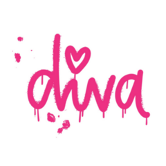 Diva Pink Graffiti Lettering 2000s Theme Sticker