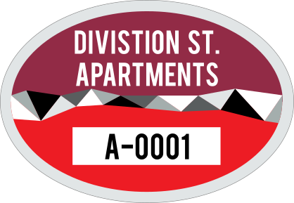 Divided Oval Apartment Parking Permit Sticker