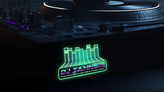 DJ booth with custom glow in the dark sticker