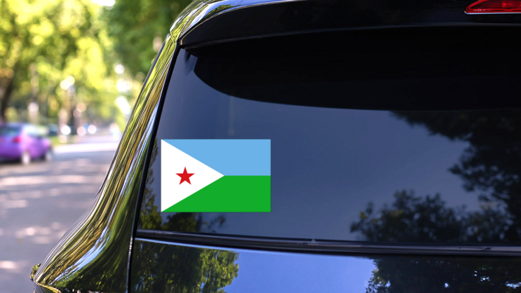 Djibouti Country Flag Sticker on a Rear Car Window (New) example