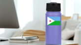 Djibouti Country Flag Sticker on a Water Bottle (New) example