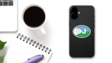 Djibouti DJ Flag Oval Sticker on a Phone (New) example