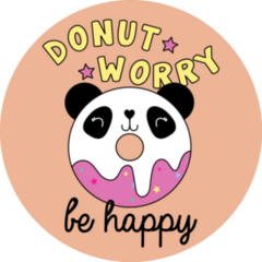 Do Not Worry Be Happy Panda Donut Sticker