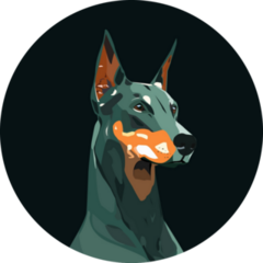 Doberman Black Circle Sticker
