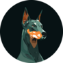 Doberman Black Circle Sticker