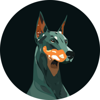 Doberman Black Circle Sticker