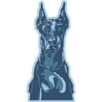 Doberman Blue Art Sticker