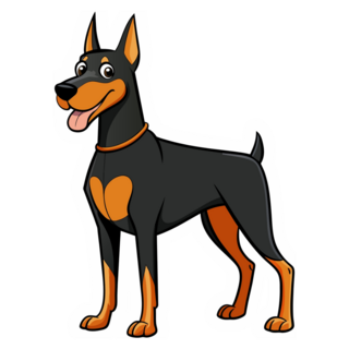 Doberman Cartoon Silly Sticker